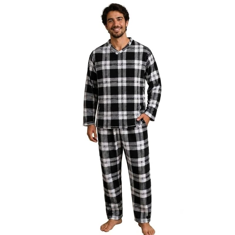 PIJAMA MASCULINO, LONGO FRIO INTENSO PLUSH PREMIUM TAMANHO DO P ao GG