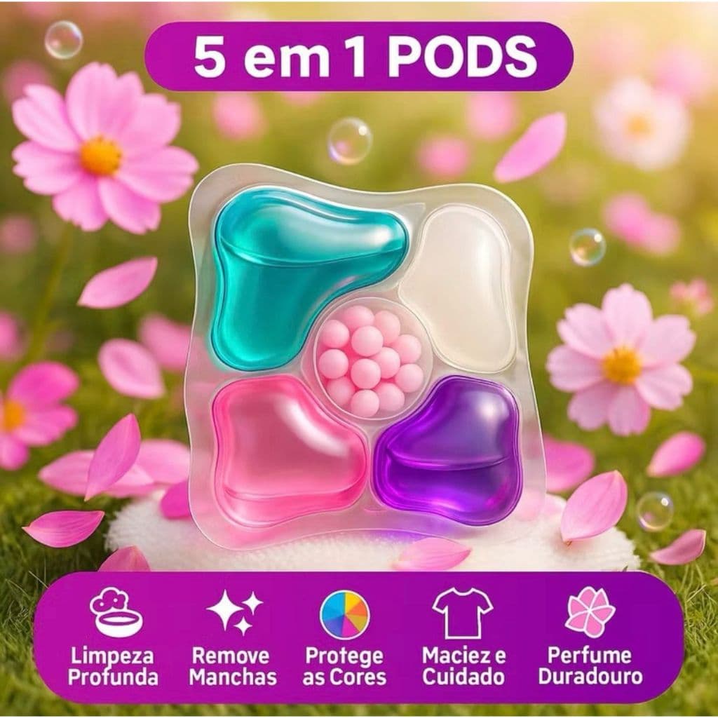 Kit Cápsulas para Máquina de Lavar 5 em 1 – Dose Perfeita, Roupas Perfeitas