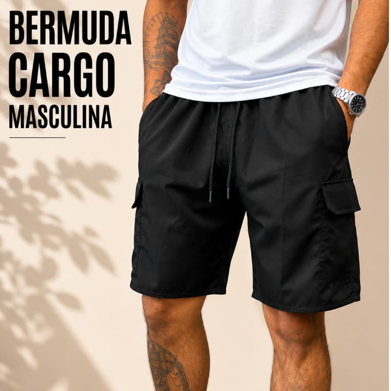 Shorts Cargo Masculino P ao G3 Tactel 5 Bolsos Treino Com Elastico