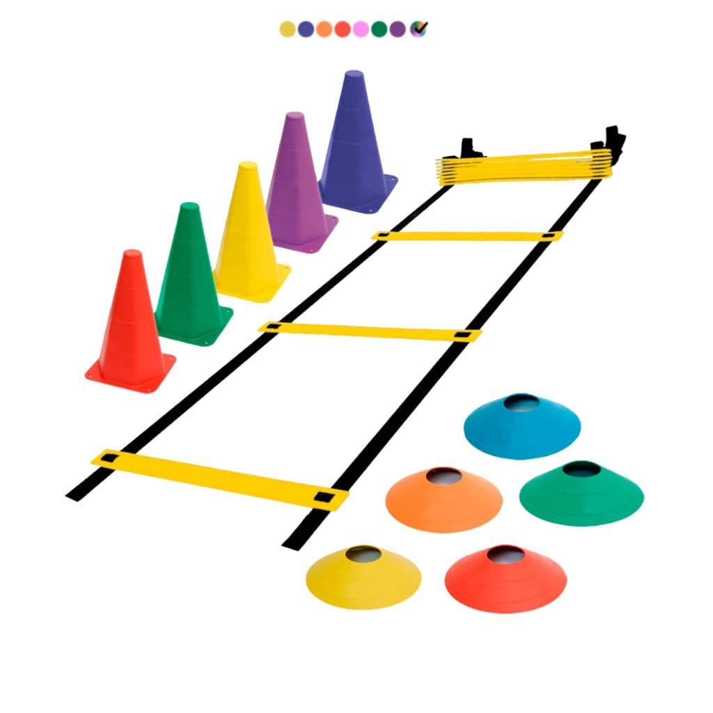 Kit Funcional Agilidade Treinamento Treino Futebol Futsal 5 Cones 5 Chapéus Chinês  Escada 7 Degraus