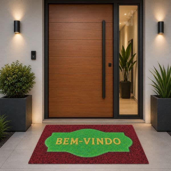 Tapete Bem-Vindo Antiderrapante para Entrada 50cm x 70cm