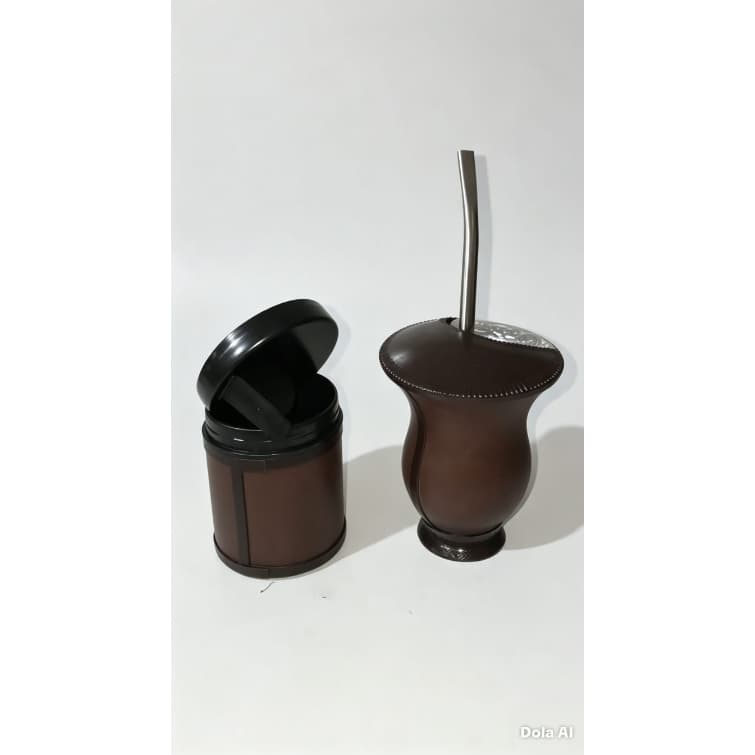 kit chimarrão 4 peças - estilo luxo marrom como fotos