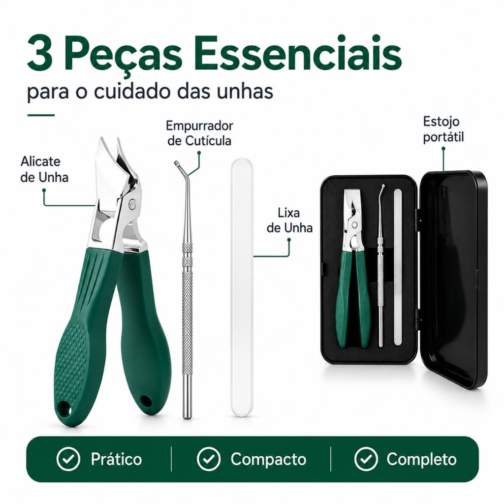 Alicate Profissional para Unhas Grossas e Encravadas Kit com Estojo