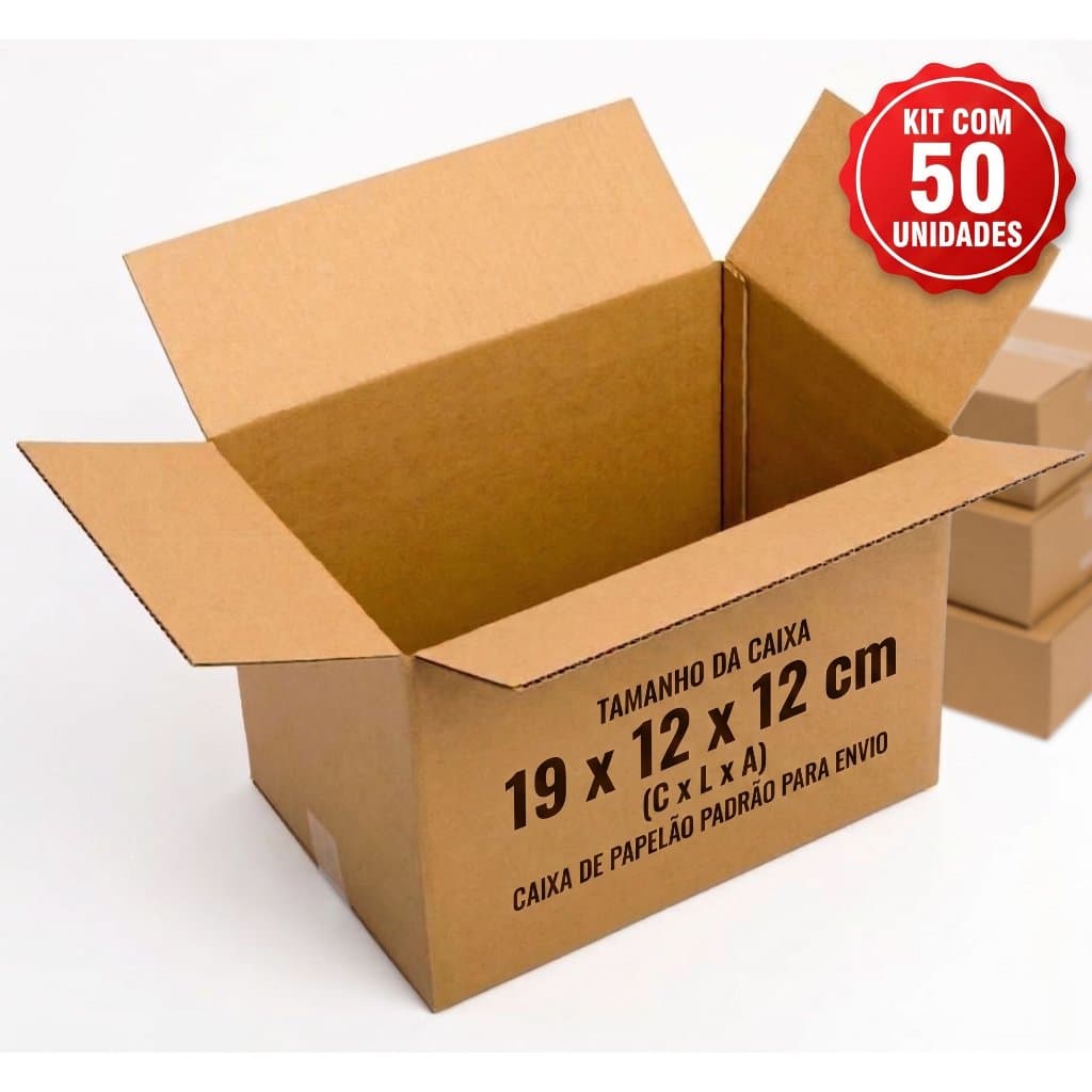 50 Unidades Caixa de Papelão tipo Maleta Reforçada 19x12x12 Correios Sedex Direto da Fábrica
