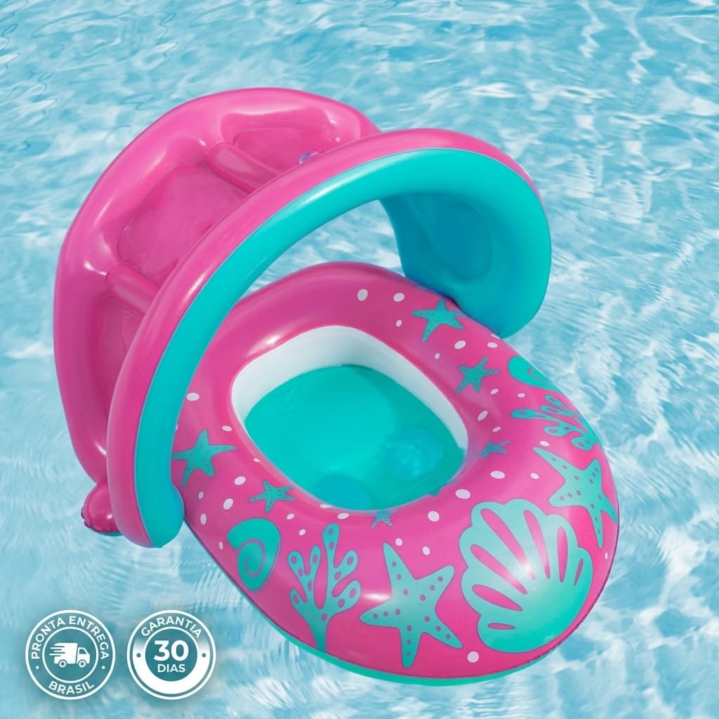 Boia Bote Bebê Cobertura solar Intantil Inflável Cadeira de Segurança Piscina Praia