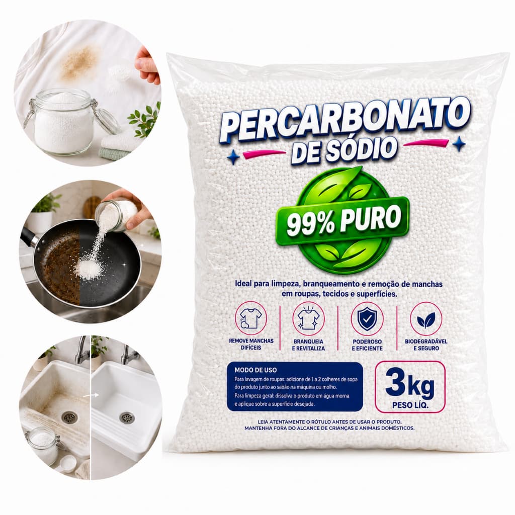 Percarbonato De Sódio Oxigênio Ativo Remove Manchas E Odores Limpeza Pesada 1kg 2kg 3 kg Sem Cloro