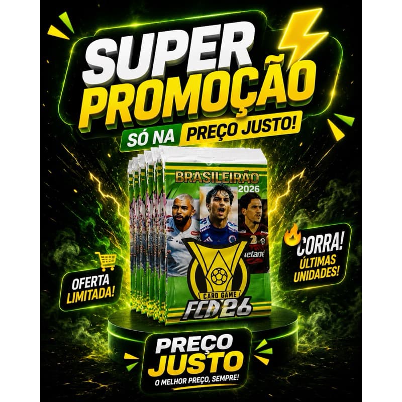 Kit 200 Cards Futebol Brasileirão 2026 Jogadores Atuais Kit 50 Pacotinhos com 4 Cards Cada
