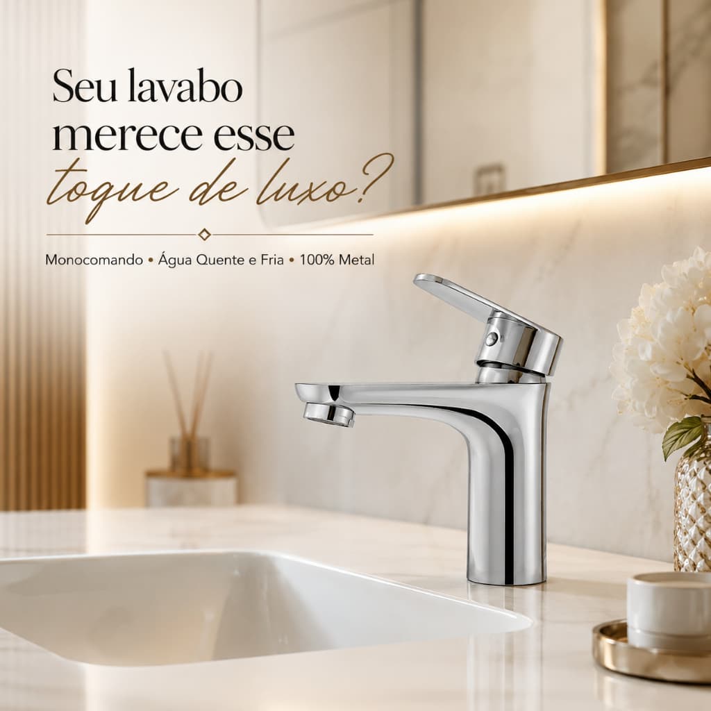 Torneira Banheiro Monocomando Misturador Luxo Design