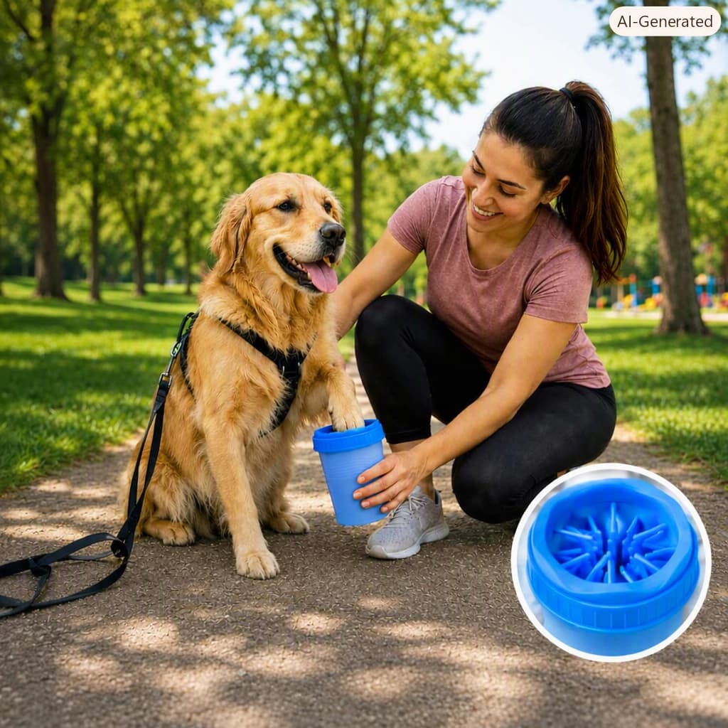 Copo Limpador de Patas Cachorro Pet Portátil Silicone Lava Pata Cães e Gatos Limpeza Rápida