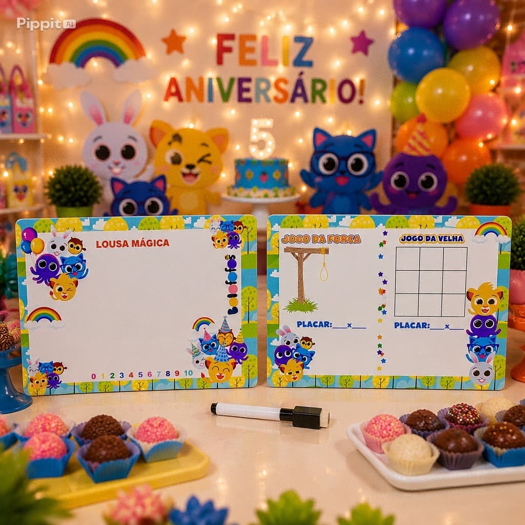 Lousa Mágica Personalizada Canetas Apagáveis Festa Infantil Lembrancinha Bolofofos Ou Qualquer Tema
