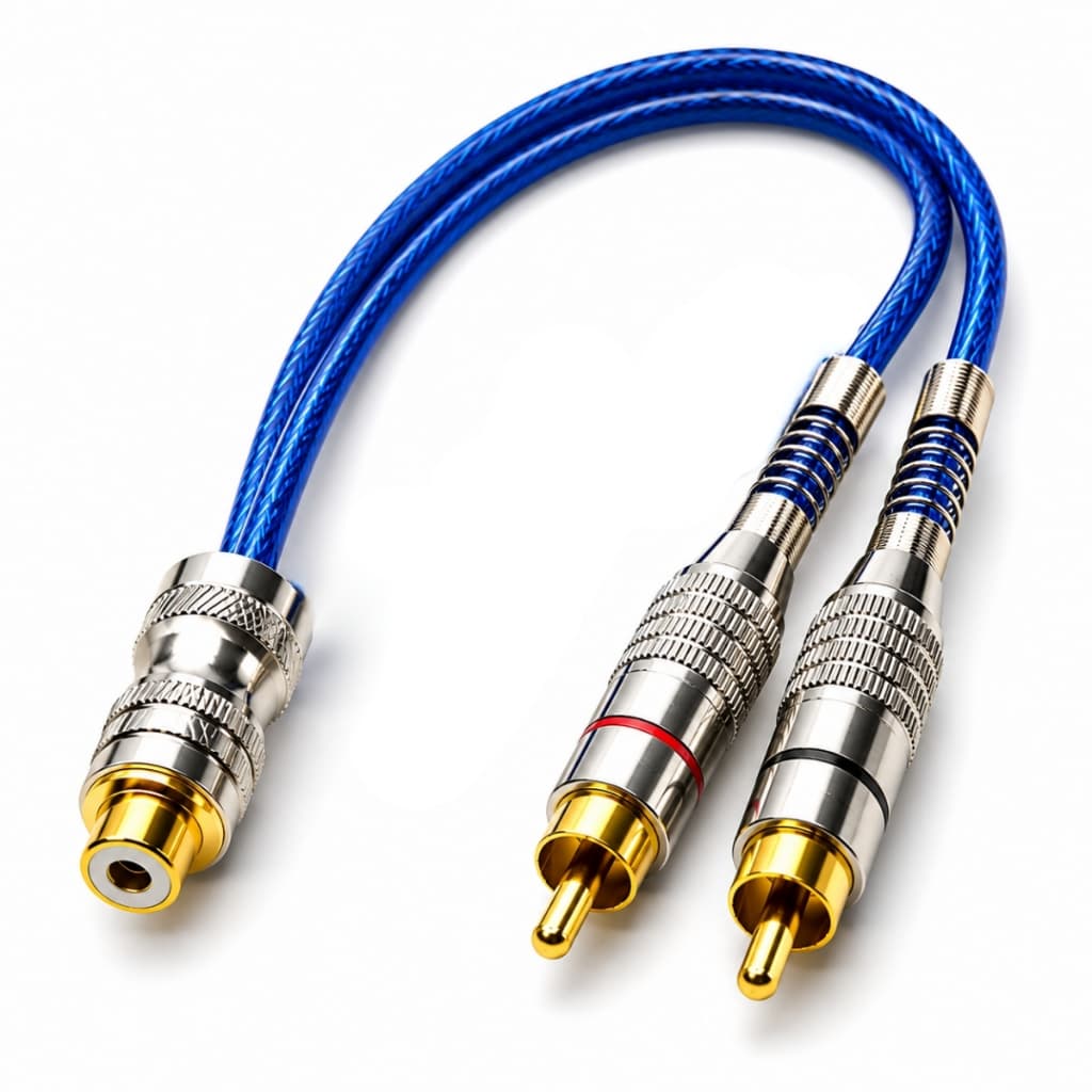 Cabo Y Rca Blindado OFC Audio Stereo Anti Ruido Fio para Som Automotivo Conector De Metal 5mm 2M 1F