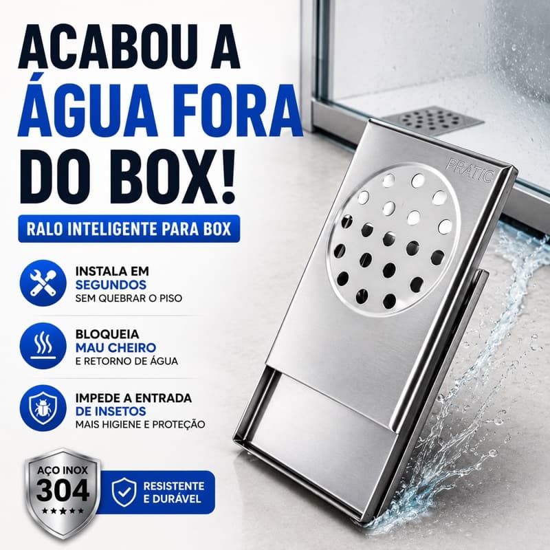 Ralo Inteligente Para Box Banheiro Inox 304 Anti Mau Cheiro Anti Inseto Ralo Seco Escoamento Água 10x14