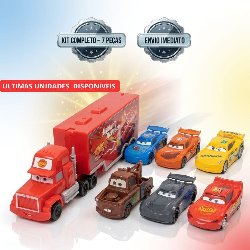 Kit 7 Carros da Pixar: Lightning McQueen, Jackson Storm e Mater - Modelo de Carro de Metal com Fricção para Crianças