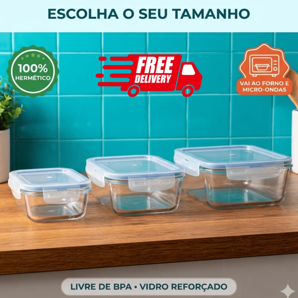 Pote Marmita De Vidro Hermético Anti Vazamento Refeição Fitness Sem Cheiro Refratário  Vidro