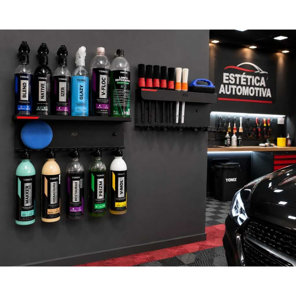 Kit Organizador Estética Automotiva Suporte De Produtos + Suporte para Pincéis Aço com Pintura Eletrostática