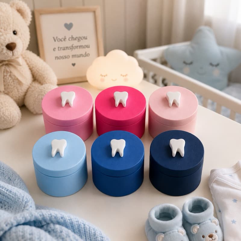 Caixinha Do Dentinho De Leite Infantil Porta Dente Lembrança Criança Com Tampa Encaixe Seguro