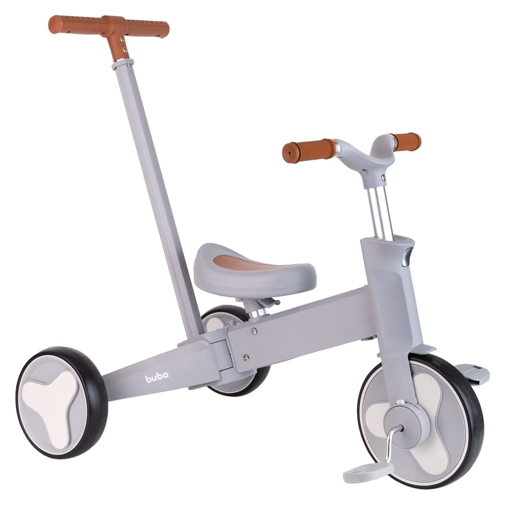 Triciclo Infantil Buba Bicicleta de Equilíbrio para Bebê 5 em 1 com Haste Pedais Removíveis 12+meses