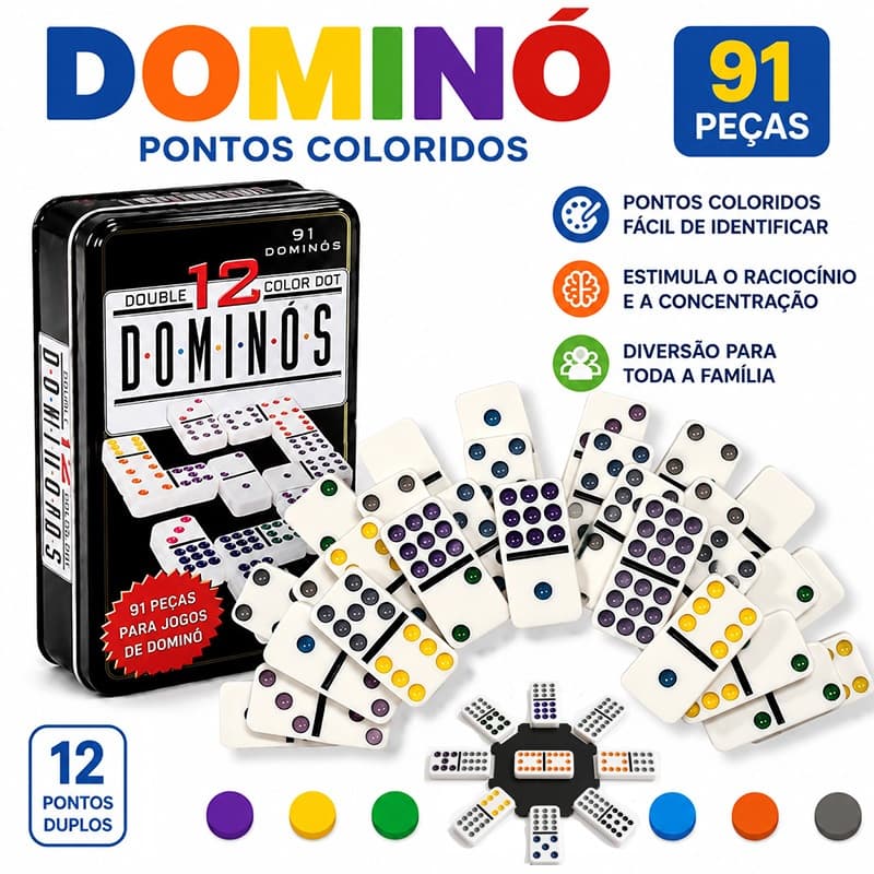Jogo De Dominó Profissional Com Caixa de Metal 55/91 Peças