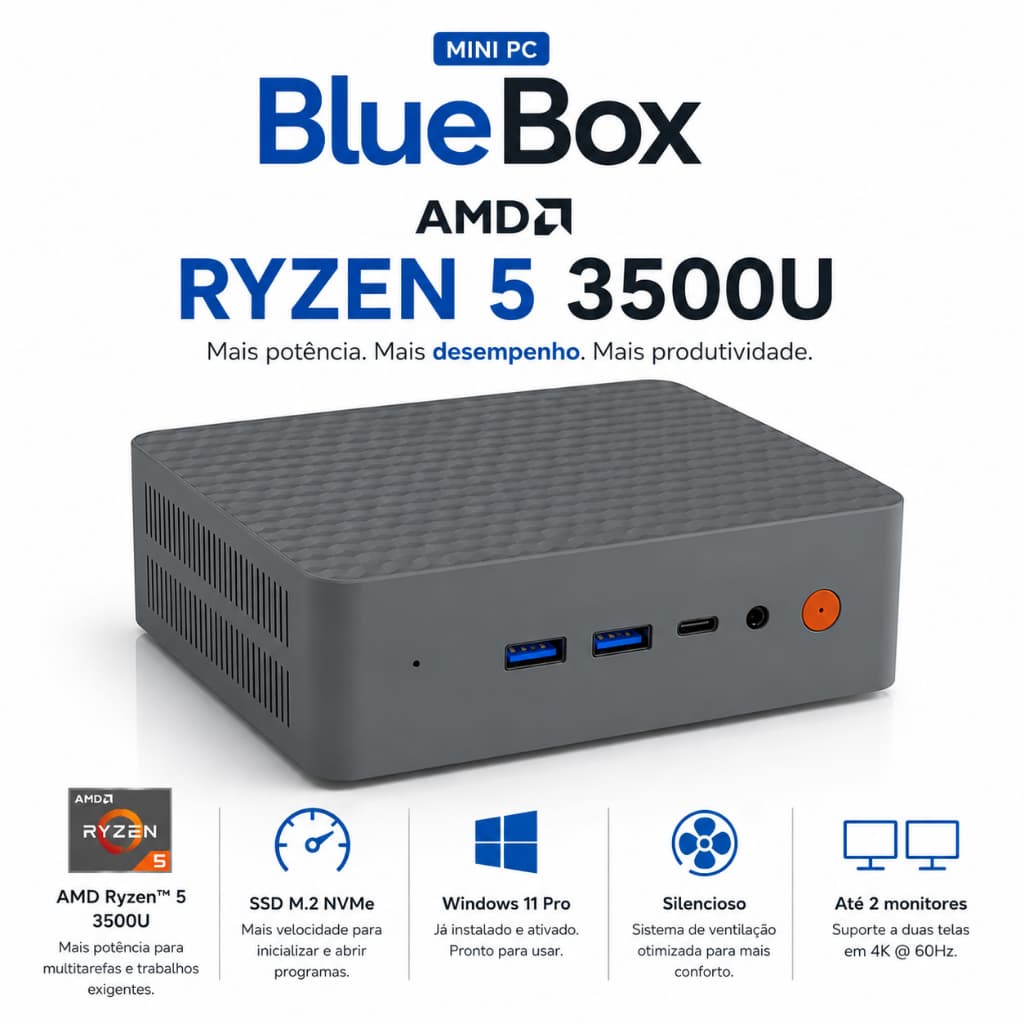 Minipc Bluebox (nuc) Ryzen 5 3500 32gb M.2 256gb Wifi Win11