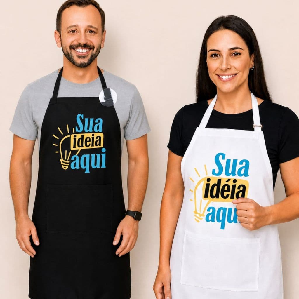 Avental Profissional Personalizado com Logo Estampado em DTF Alça regulável