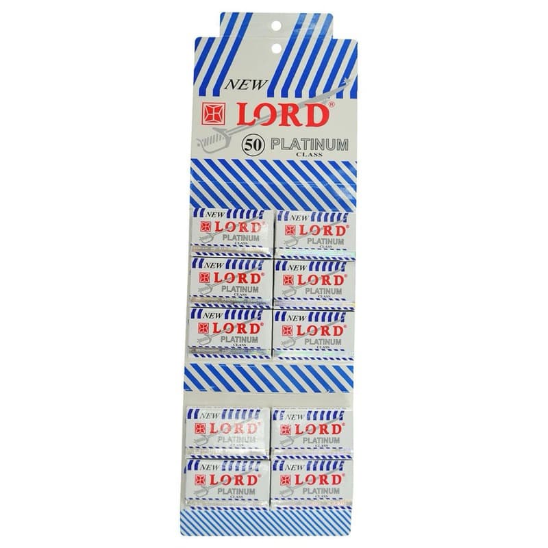 Lâmina de Barbear Lord Platinum Class – Cartela com 50 Unidades (10 Caixinhas)