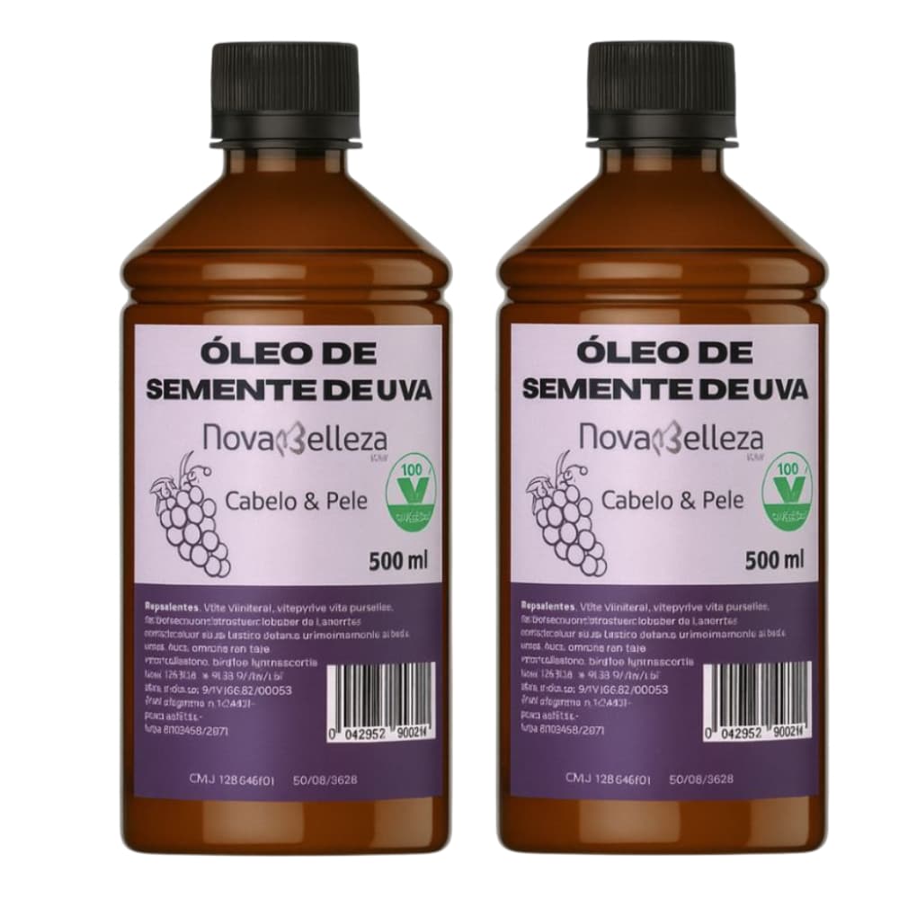 Óleo de Semente de Uva Vegetal 100% Puro Prensado a Frio Pele e Umectação Capilar 1 Litro