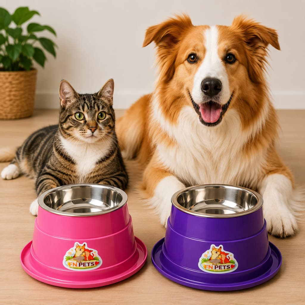 comedouro Inox Anti Formiga 450ml Elevado Tigela Removível Para cachorro medio porte e Gatos FN Pets