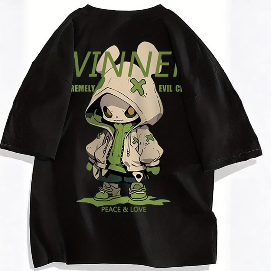 Camiseta Streetwear Masculina Oversized Hype Anime Gringa Algodão Premium Casual