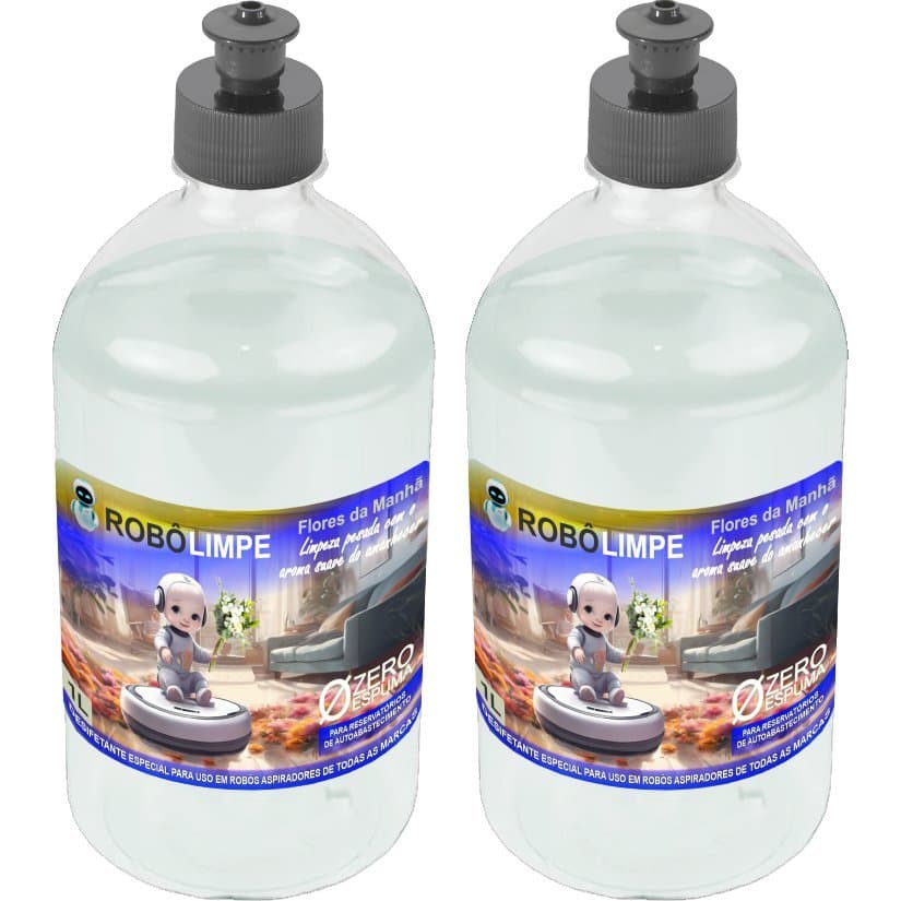 2 Litros  Desinfetante ROBÔLIMPE Zero Espuma Germicida Bactericida para Robô Aspirador de todas as marcas