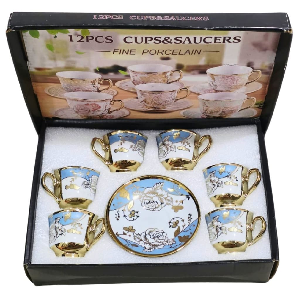 Jogo xicaras 6 Xícaras 6 Pires Café Em Porcelana 80ml