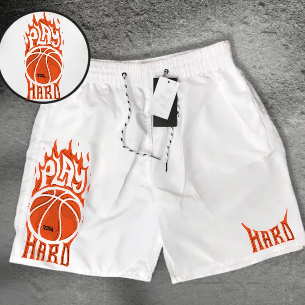 Short Tactel Elastano Masculino Premium Basquete - Play Hard-. Academia, Corrida, Esporte