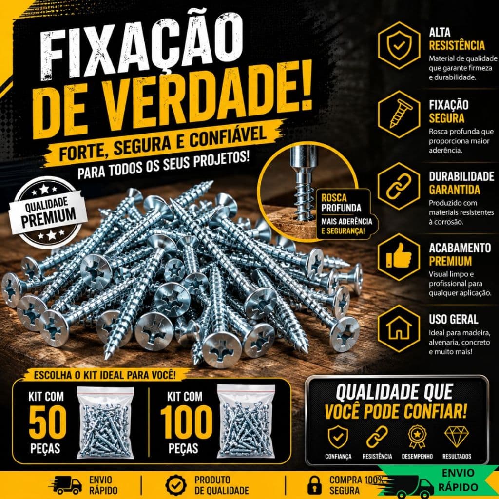 Parafusos Inox Auto Atarraxante PH Panela 5,5x50 Kit 50/100 Unidades Construção
