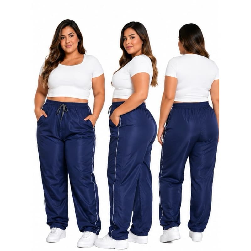 Calça Tactel Plus Size Feminina Jogger Casual com Bolsos Cós de Elástico Confortável