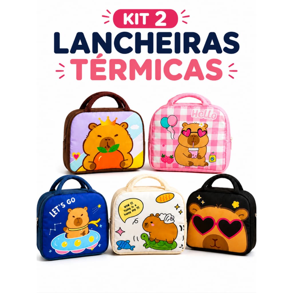 Kit 2 Lancheiras Térmicas Infantil Bolsa Escolar Menino Menina