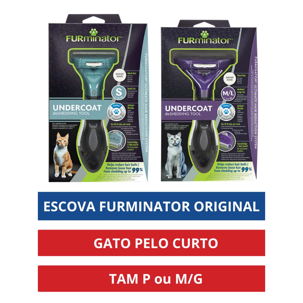 Escova Furminator para Gatos de Pelo Curto - Tamanho P ou M/G