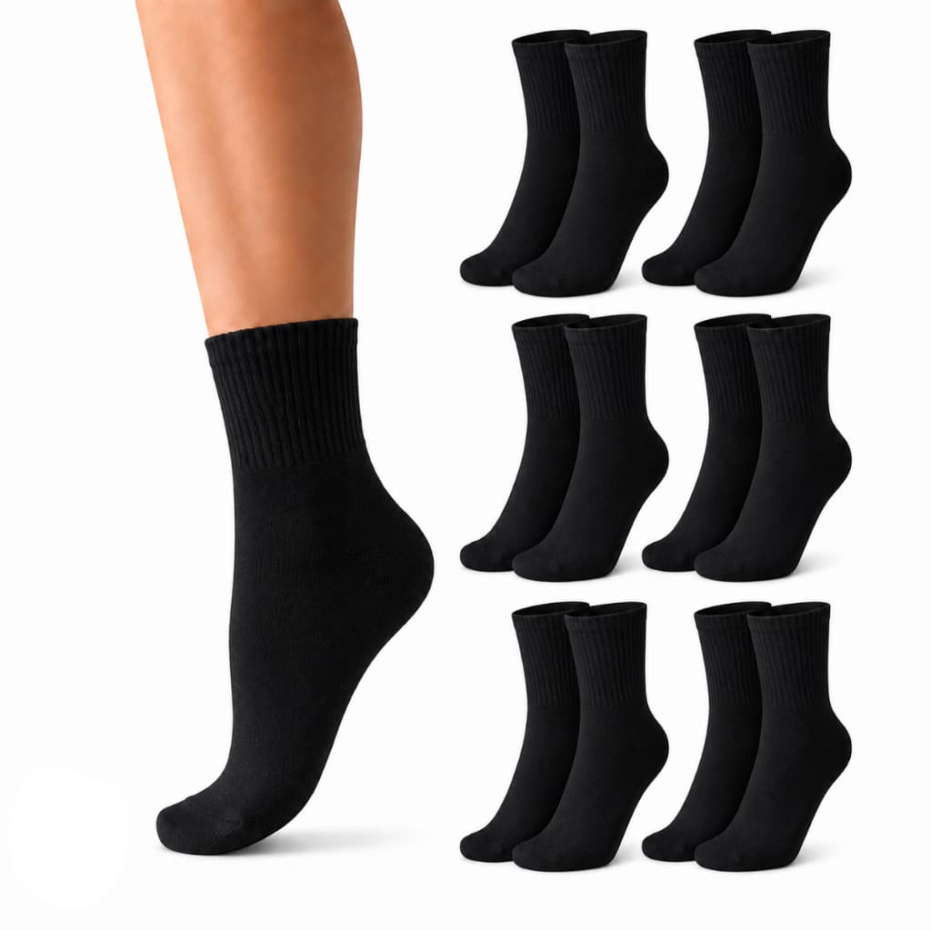 Kit 6 Pares Meia Preta Cano Alto Casual
