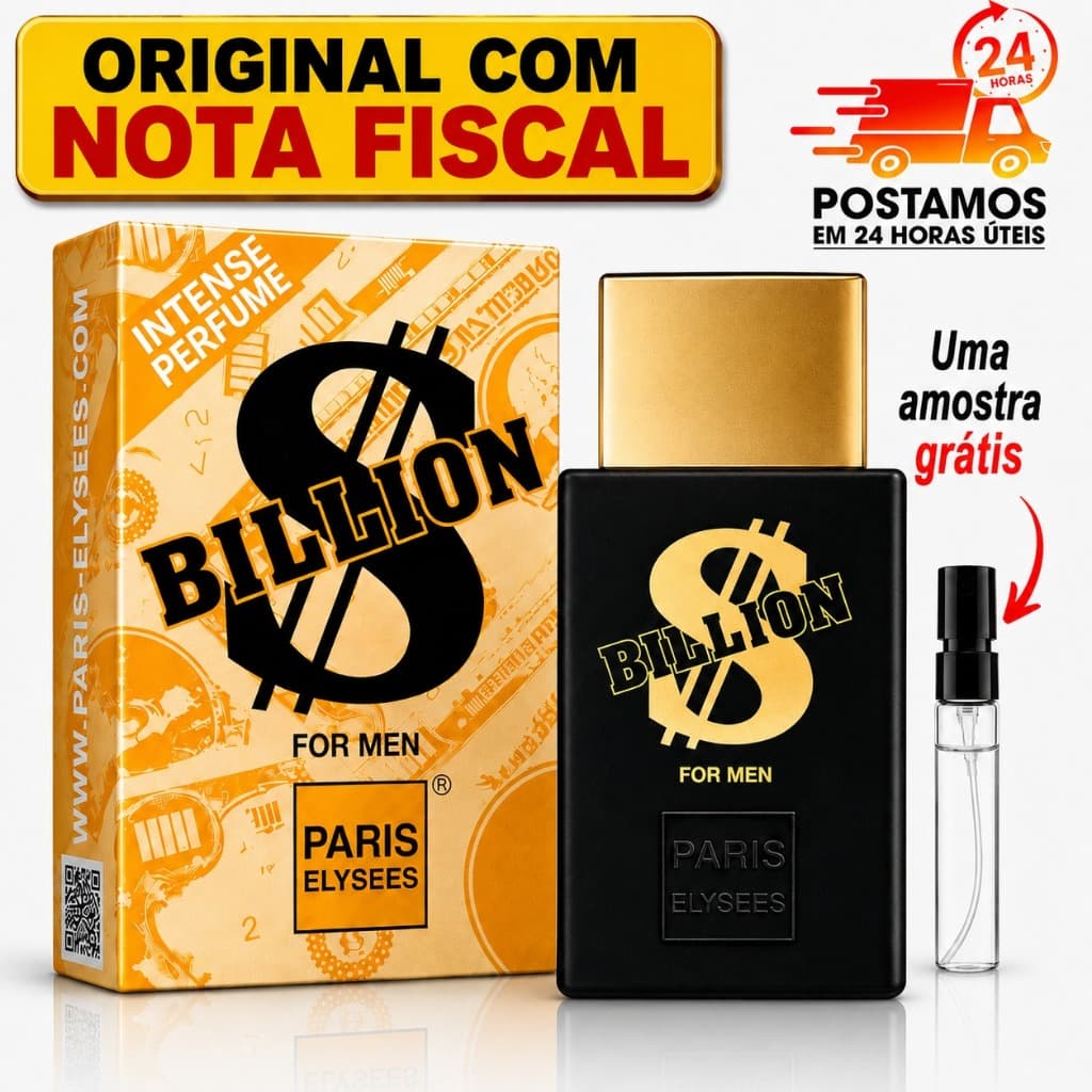 Paris Elysees Billion For Men Perfume Masculino EDT 100ml + 1 Amostra Original Lacrado Importado