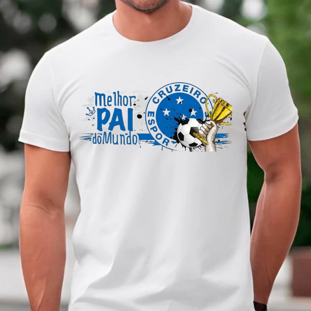 Camiseta Masculina Cruzeiro Dia Dos Pais \ Camisa T-shirt Pai Cruzeirense