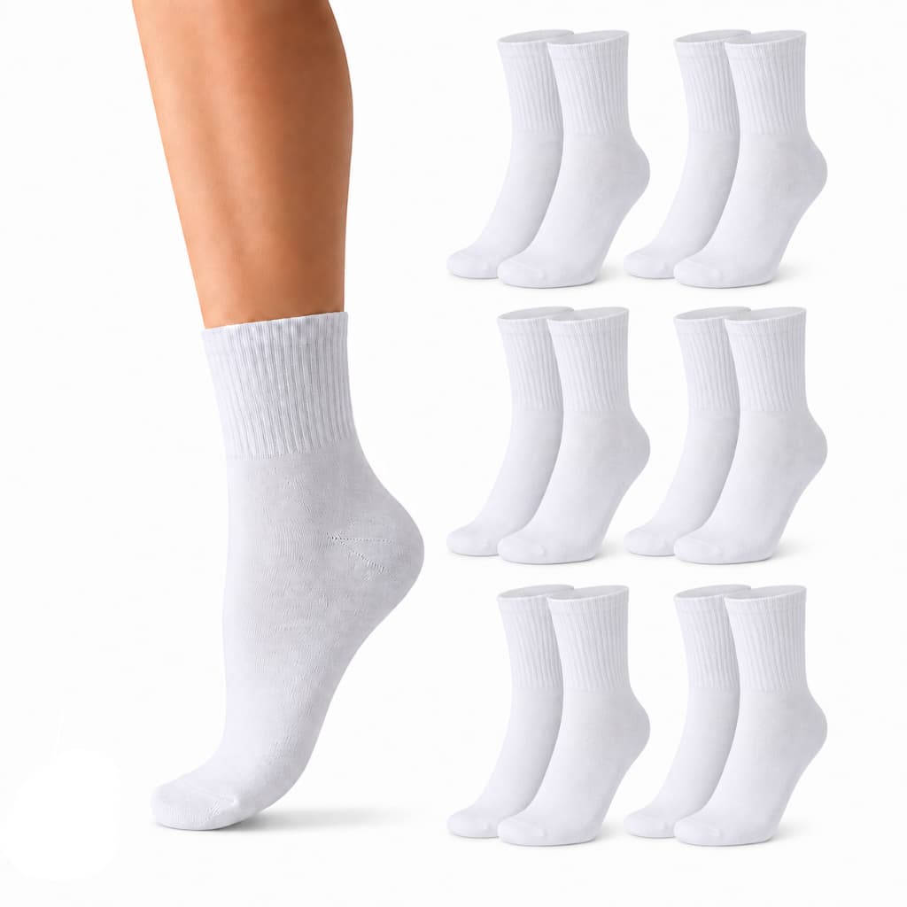 Kit 9 Pares Meia Branca Cano Alto Casual