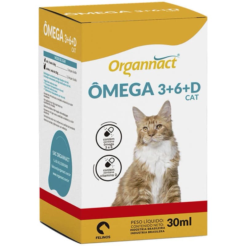 Suplemento Organnact Ômega 3+6+D Cat 30 mL - Suporte Cardiovascular e Saúde da Pele