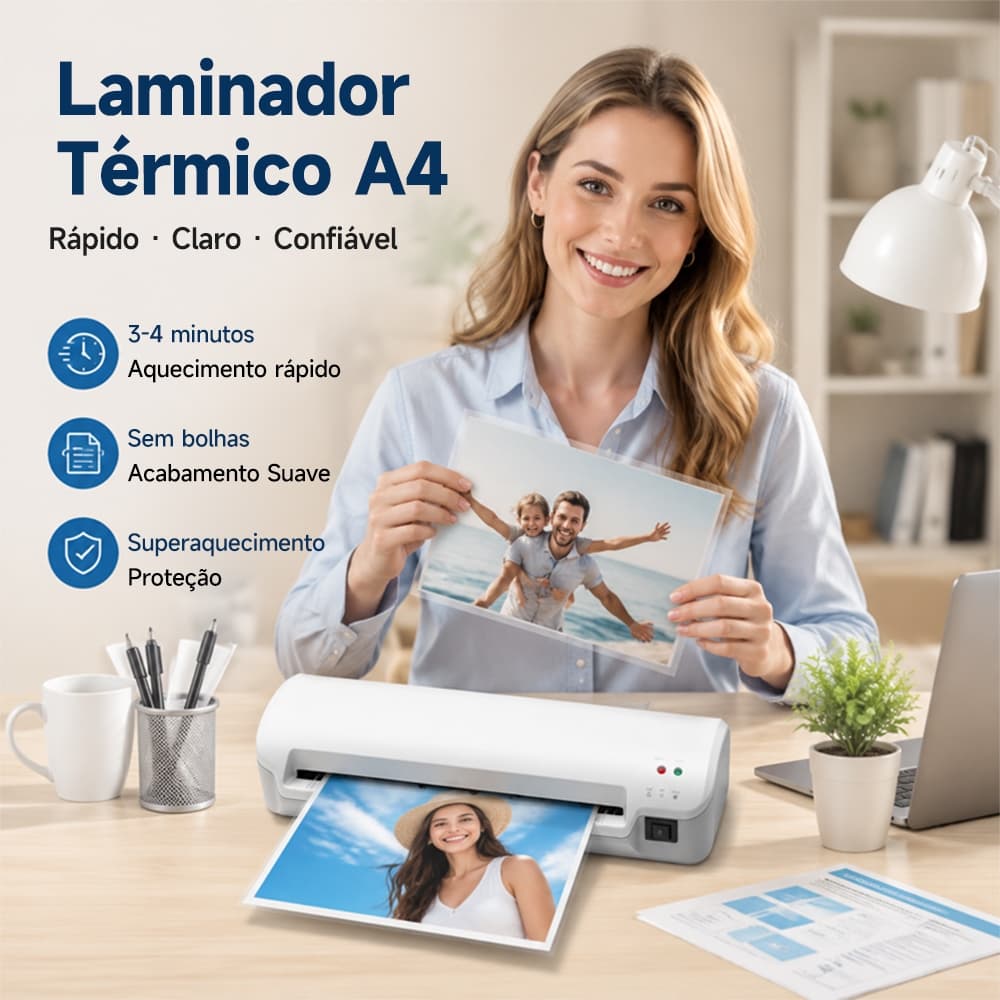 Plastificadora e Laminadora A4 220V 10 Bolsas De Plástico+Cortador De Papel Função+ Fria E Quente + Abs Anti-Atolamento