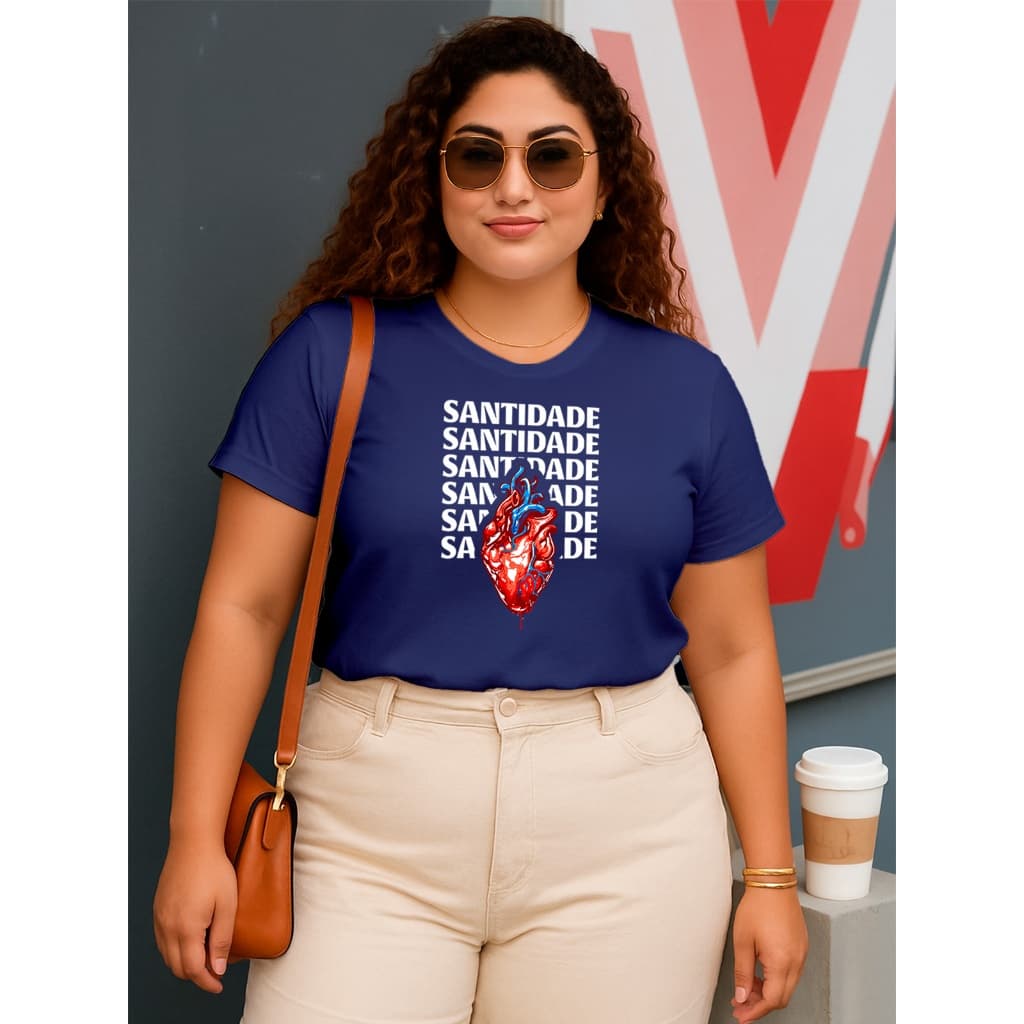 Camisa Feminina Basica Casual 100% Algodão Confortavel Estampado Cristã PLus Size
