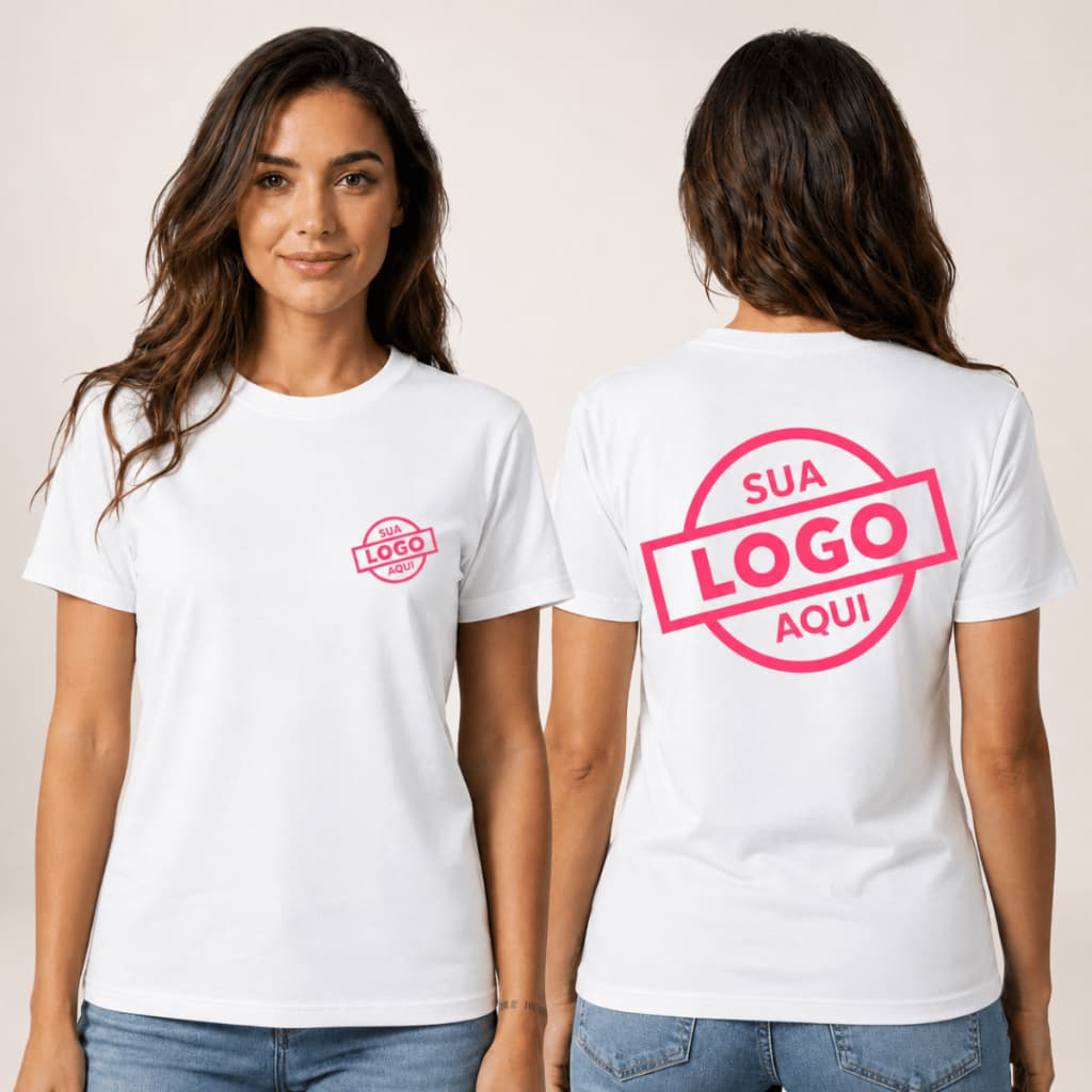 KIT 3 Baby Look Feminina 100% Algodão Personalizada Blusa Sua Logo Para Uniforme Empresa SUA MARCA AQUI