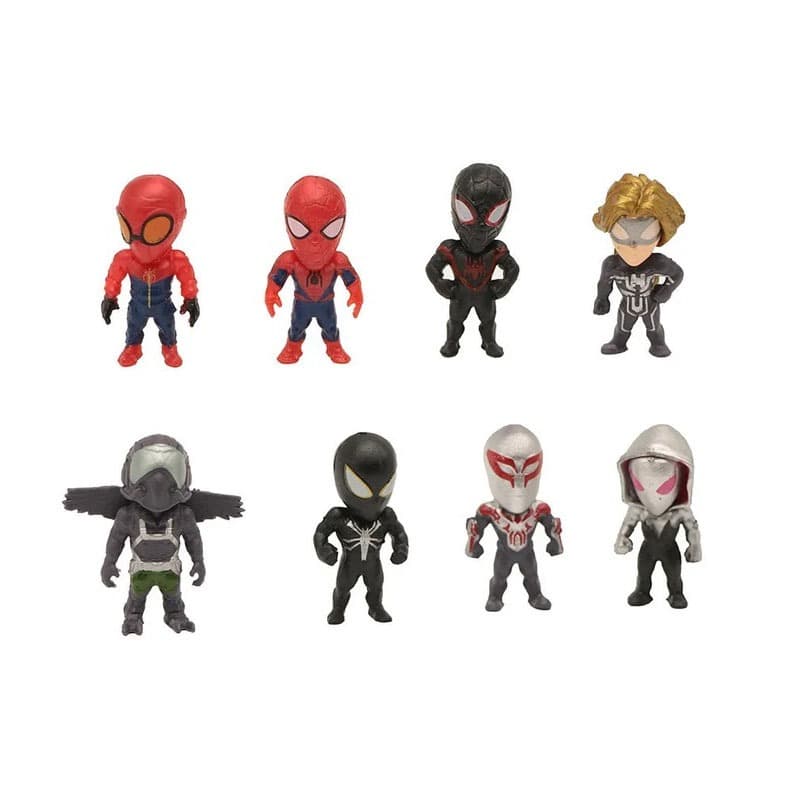 Kit 8 Miniaturas Homem-Aranha no Aranhaverso Peter Parker e Miles Morales Heróis Marvel