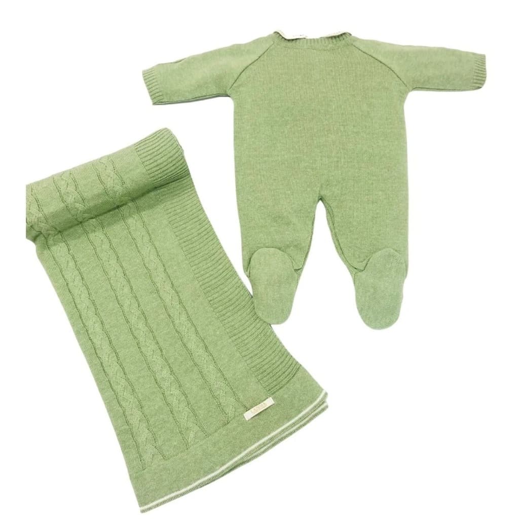 Saída De Maternidade Bebê Igor  Verde Conjunto Recém Nascido Confortável Delicado Infantil Menino