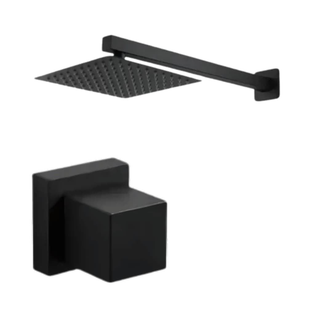 Ducha Para Piscina 20x20 Preto Fosco Metal Inox + 1 Acabamento Preto Metal