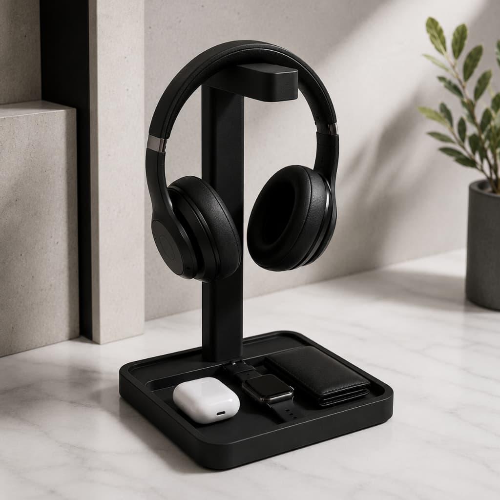 Suporte Para Fone De Ouvido Headset Headphone Gamer De Mesa Grande com Bandeja
