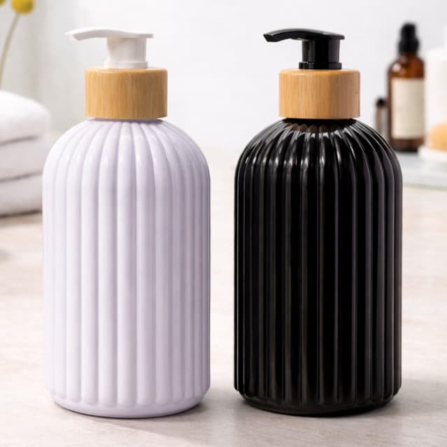 Porta Sabonete Liquido Vidro Dispenser Cerâmica Premium para Banheiro Bambu