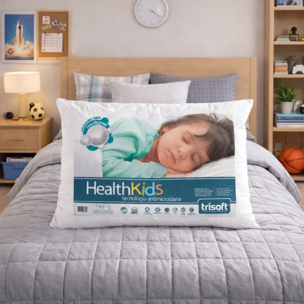 Travesseiro Infantil Antialérgico 40x60 cm 100% Algodão E Fibra De Silicone Ortopédico