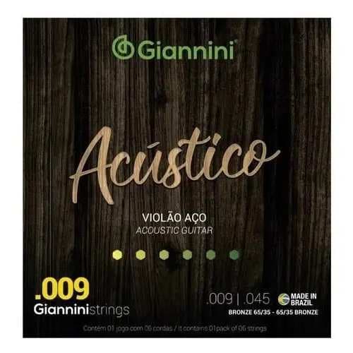 Encordoamento Violão Aço Giannini Acústico 0.09 0.45 Bronze